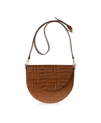 Womens Leather Embossed Croco Forget me not Bag (Saddle) - Saddle Croc