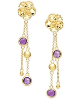 Swiss Blue Topaz Flower Dangle Drop Earrings (4 ct. t.w.) 14k Gold-Plated Sterling Silver (Also Citrine & Amethyst)