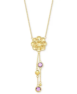 Swiss Blue Topaz Flower 18" Lariat Necklace (2 ct. t.w.) 14k Gold-Plated Sterling Silver (Also Citrine & Amethyst)
