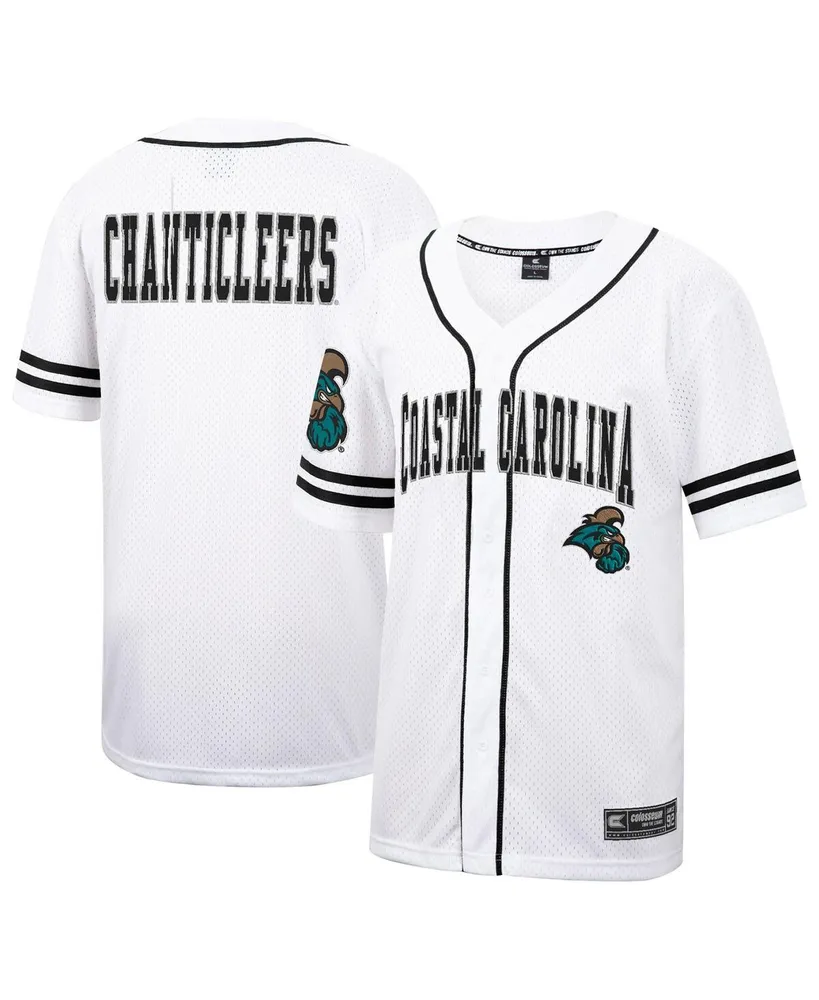 Men's Colosseum White Coastal Carolina Chanticleers Free-Spirited Full-Button Baseball Jersey