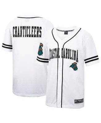 Men's Colosseum White Coastal Carolina Chanticleers Free-Spirited Full-Button Baseball Jersey