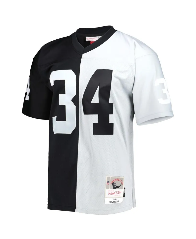 Men's Mitchell & Ness Bo Jackson Black and Silver Las Vegas Raiders 1988 Split Legacy Replica Jersey