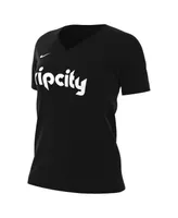 Women's Nike Black Portland Trail Blazers 2022/23 City Edition Essential V-Neck T-shirt