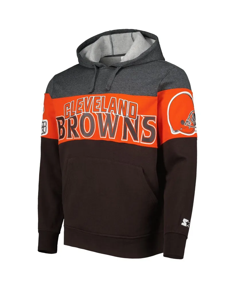 Men's Starter Brown and Heather Charcoal Cleveland Browns Extreme Pullover Hoodie
