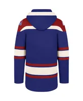 Men's '47 Brand Blue, Red New York Rangers Superior Lacer Pullover Hoodie