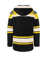 Men's '47 Brand Black, Gold Boston Bruins Superior Lacer Pullover Hoodie