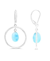 Macy's Larimar Open Circle Leverback Earrings in Sterling Silver