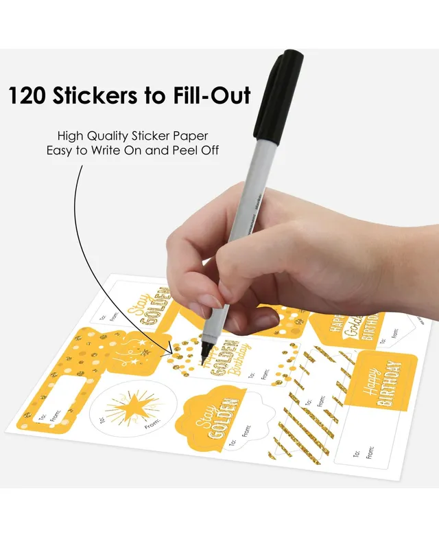 Big Dot Of Happiness Golden Birthday Assorted Party Gift Tag Labels To and  From Stickers 120 Stickers