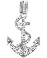 Esquire Men's Jewelry Cubic Zirconia Anchor Pendant in Sterling Silver, Created for Macy's