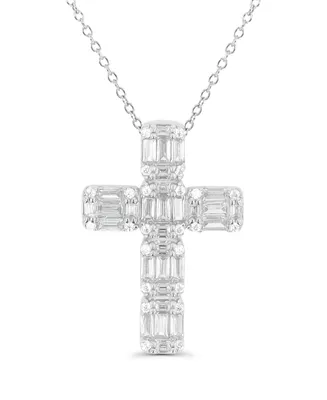 Macy's Cubic Zirconia Cross Necklace (1 1/2 ct. t.w.) in Sterling Silver
