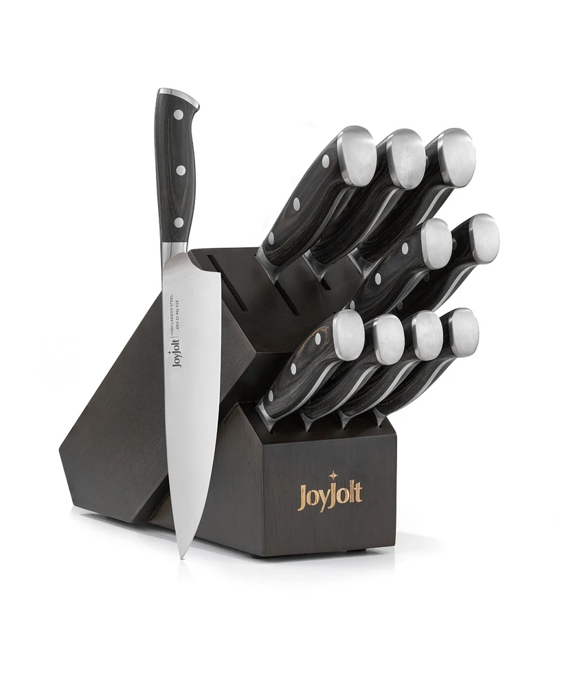 JoyJolt 11 Piece Assorted Knife Block and High Carbon Steel Kitchen Knife Set