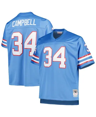 Men's Mitchell & Ness Earl Campbell Light Blue Houston Oilers Big and Tall 1980 Retired Player Replica Jersey