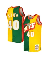 Men's Mitchell & Ness Shawn Kemp Green, Gold Seattle SuperSonics Hardwood Classics 1995-96 Split Swingman Jersey