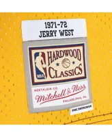 Men's Mitchell & Ness Jerry West Purple, Gold Los Angeles Lakers Hardwood Classics 1971-72 Split Swingman Jersey