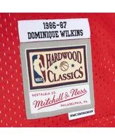 Men's Mitchell & Ness Dominique Wilkins Yellow, Red Atlanta Hawks Hardwood Classics 1986-87 Split Swingman Jersey