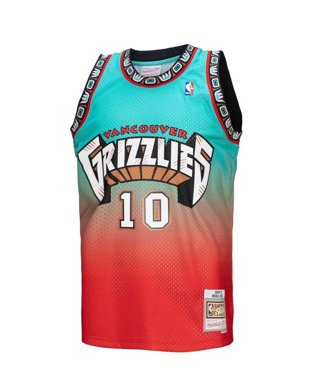 Men's Mitchell & Ness Mike Bibby Red, Teal Vancouver Grizzlies 1998/99 Hardwood Classics Fadeaway Swingman Player Jersey