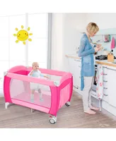 Costway Foldable Baby Crib Playpen Travel Infant Bassinet Bed