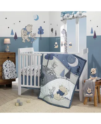 Lambs & Ivy Disney Baby Forever Pooh Blue/Gray Bear 3-Piece Baby Crib Bedding Set by