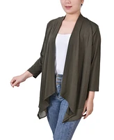 Ny Collection Women's 3/4 Sleeve Sharkbite Hem Cardigan