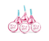 100 Pcs It's a Girl Baby Shower Candy Pink Hershey's Kisses Milk Chocolate (1lb, Approx. 100 Pcs) - No Assembly Required