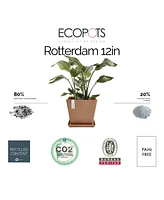 Ecopots Rotterdam Indoor and Outdoor Square Planter, 12in