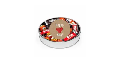 Valentine's Day Sugar Free Chocolate Gift Tin Large Plastic Tin with Sticker and Hershey's Candy & Reese's Mix