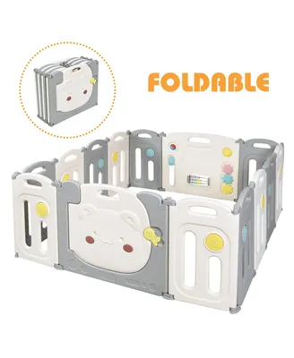 14-Panel Foldable Baby Playpen Kids Safety Yard