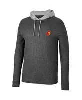 Men's Colosseum Black Usc Trojans Ballot Waffle-Knit Thermal Long Sleeve Hoodie T-shirt