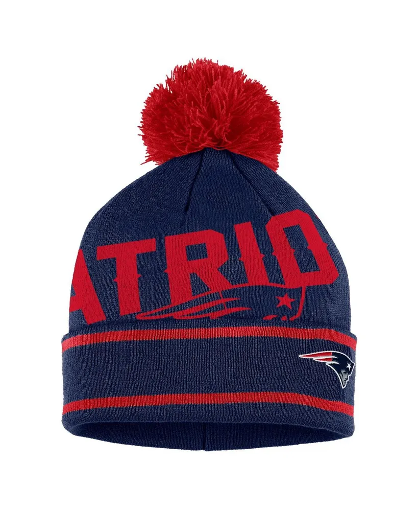 Women's Wear by Erin Andrews Navy New England Patriots Double Jacquard Cuffed Knit Hat with Pom and Gloves Set