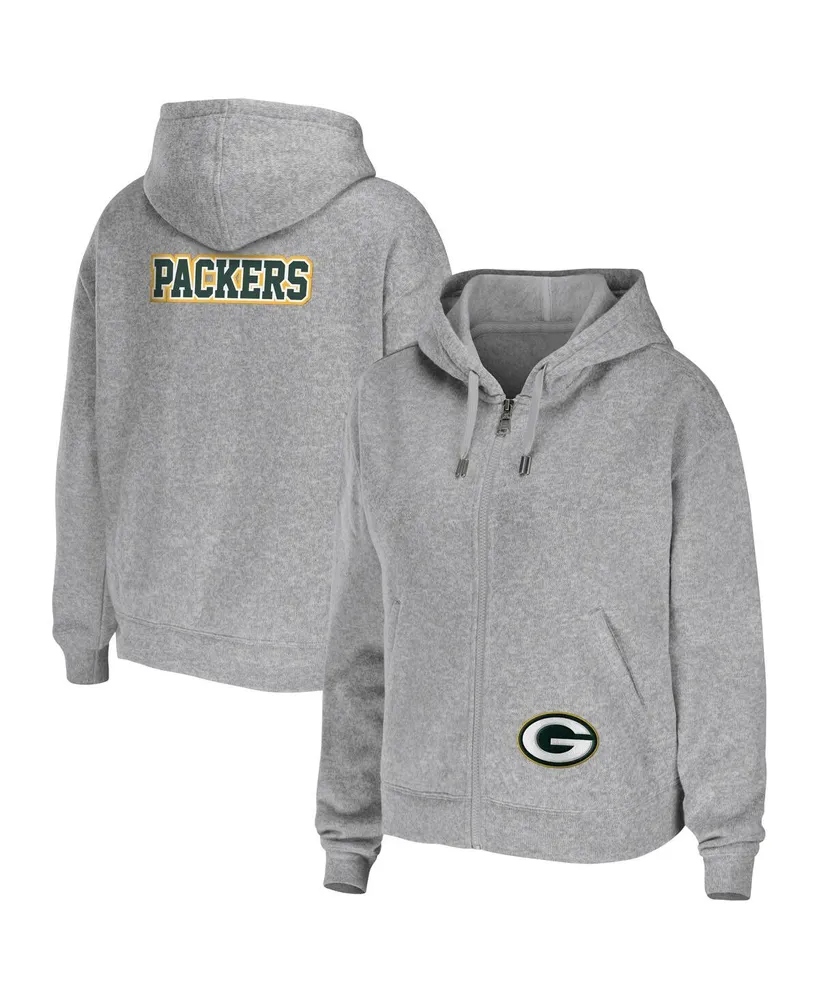 Women's Wear by Erin Andrews Heather Gray Green Bay Packers Plus Full-Zip Hoodie