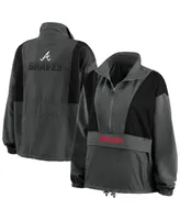 Women's Wear by Erin Andrews Charcoal Atlanta Braves Packable Half-Zip Jacket