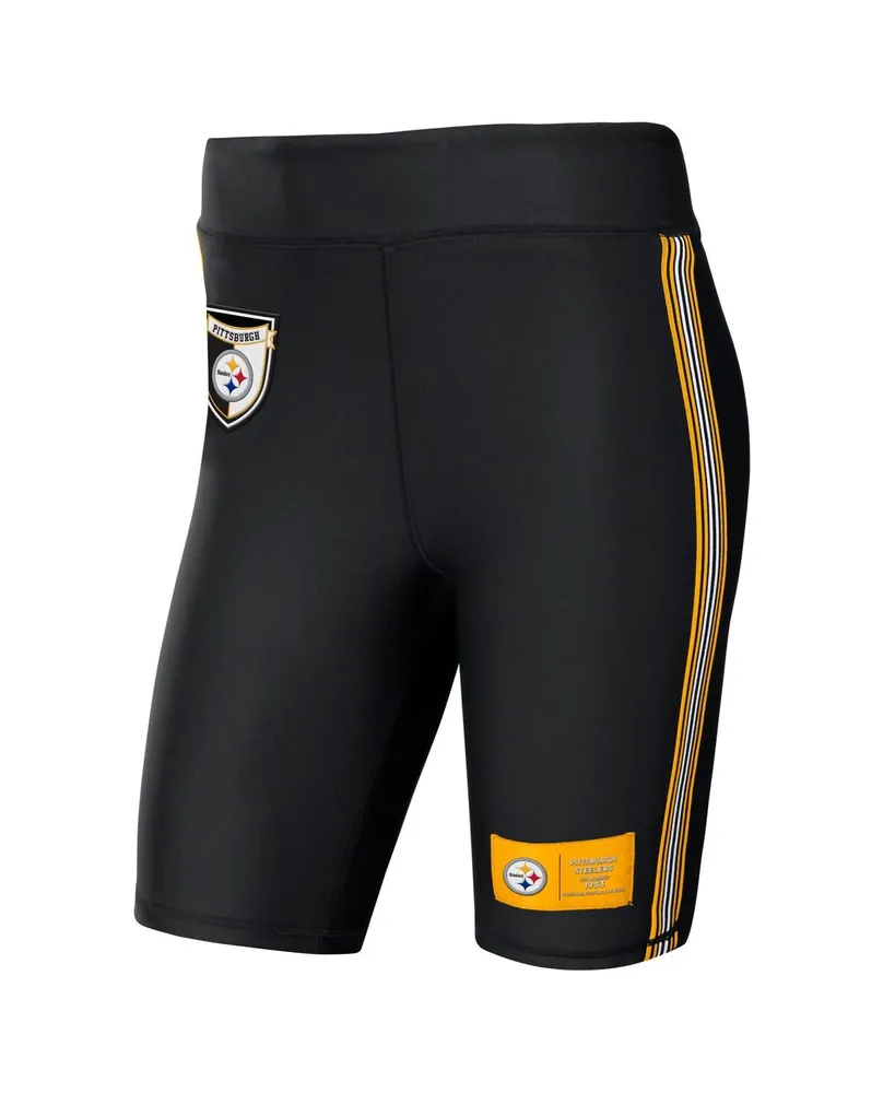 Women's Wear by Erin Andrews Black Pittsburgh Steelers Biker Shorts