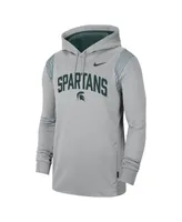 Men's Nike Gray Michigan State Spartans 2022 Game Day Sideline Performance Pullover Hoodie