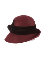 Scala Women's Adjustable Wool Felt Cloche with Velvet Bow
