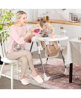 Foldable Baby High Chair w/ Double Removable Trays