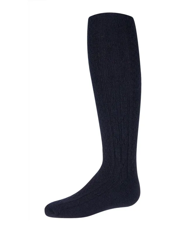 Memoi Girl's Chunky Cable Knit Cotton Blend Knee High Socks