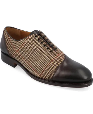 Taft Men's Paris Handcrafted Leather and Wool Asymmetrical Oxford Lace-up Dress Shoes