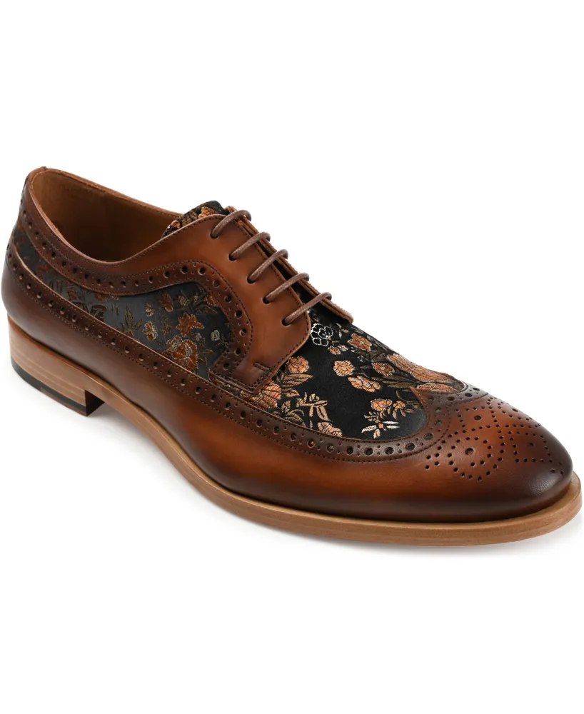Taft Men's Preston Leather and Jacquard Wingtip Dress Shoes