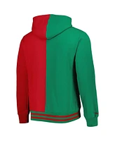 Men's Mitchell & Ness Green, Red Milwaukee Bucks Hardwood Classics Split Pullover Hoodie