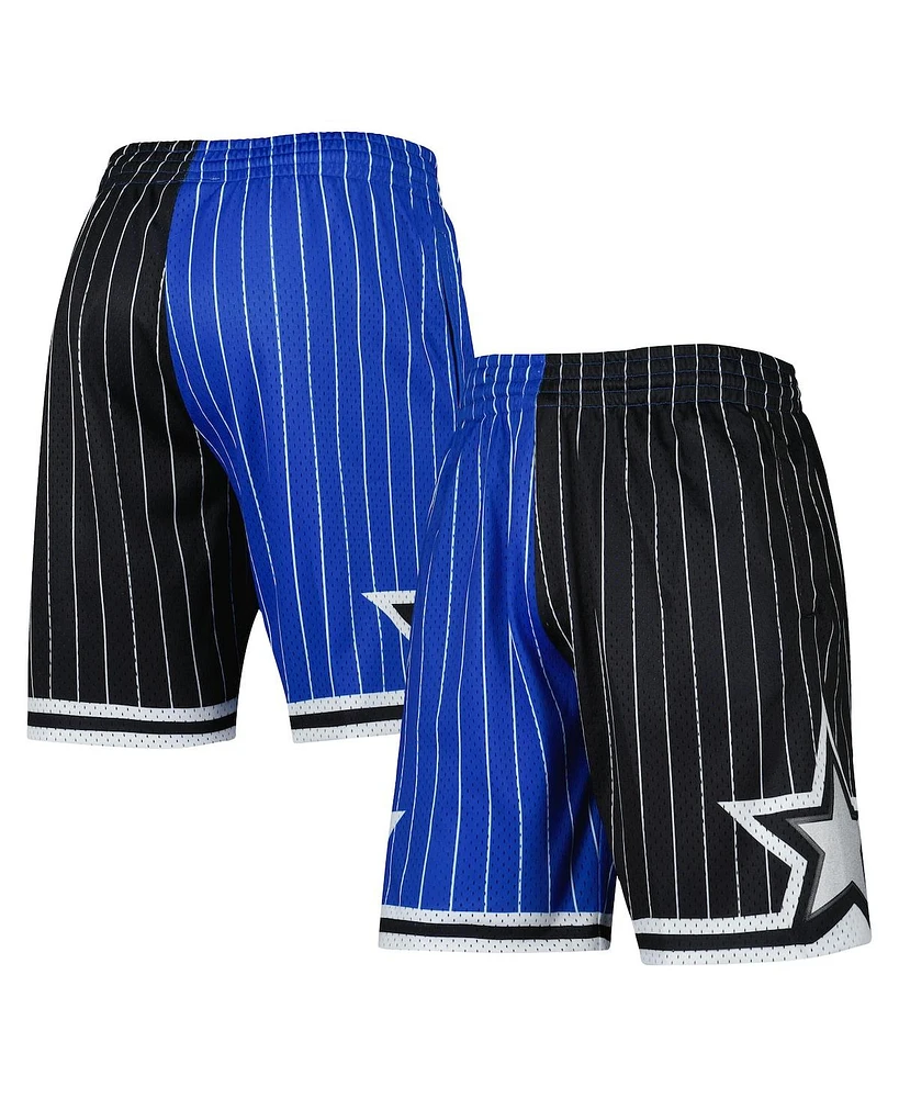 Men's Mitchell & Ness Blue, Black Orlando Magic Hardwood Classics 1994 Split Swingman Shorts