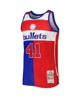 Men's Mitchell & Ness Wes Unseld Blue, Red Washington Bullets Hardwood Classics 1977-78 Split Swingman Jersey