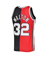 Men's Mitchell & Ness Bill Walton Red, Black Portland Trail Blazers Hardwood Classics 1976-77 Split Swingman Jersey