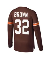 Men's Mitchell & Ness Jim Brown Cleveland Browns Retired Player Name and Number Long Sleeve T- Shirt