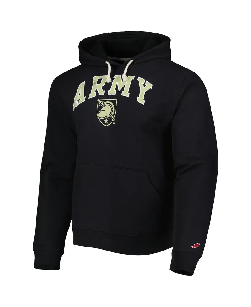 Men's League Collegiate Wear Black Army Knights Arch Essential Fleece Pullover Hoodie