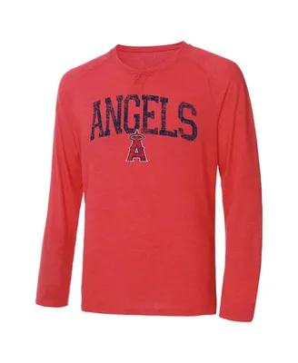 Men's Concepts Sport Red Los Angeles Angels Inertia Raglan Long Sleeve Henley T-shirt