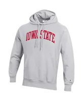 Men's Champion Heathered Gray Iowa State Cyclones Team Arch Reverse Weave Pullover Hoodie