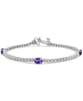 Amethyst (1-1/4 ct. t.w.) & Diamond (1/2 Tennis Bracelet Sterling Silver (Also Blue Topaz, Garnet, Citrine)