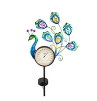 Evergreen 36"H Solar Peacock Thermometer Stake