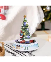 Homcom Animated Christmas Village Scene Rotating Train and Santa Claus