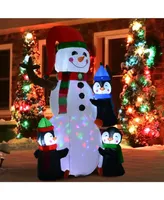 Homcom 6' Christmas Inflatable Snowman with Penguins Blow-Up Yard Decoration - Multi